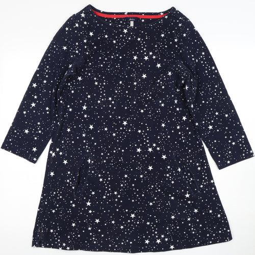 Joules Women's Blue Star Dress Size 12 Boat Neck Jersey