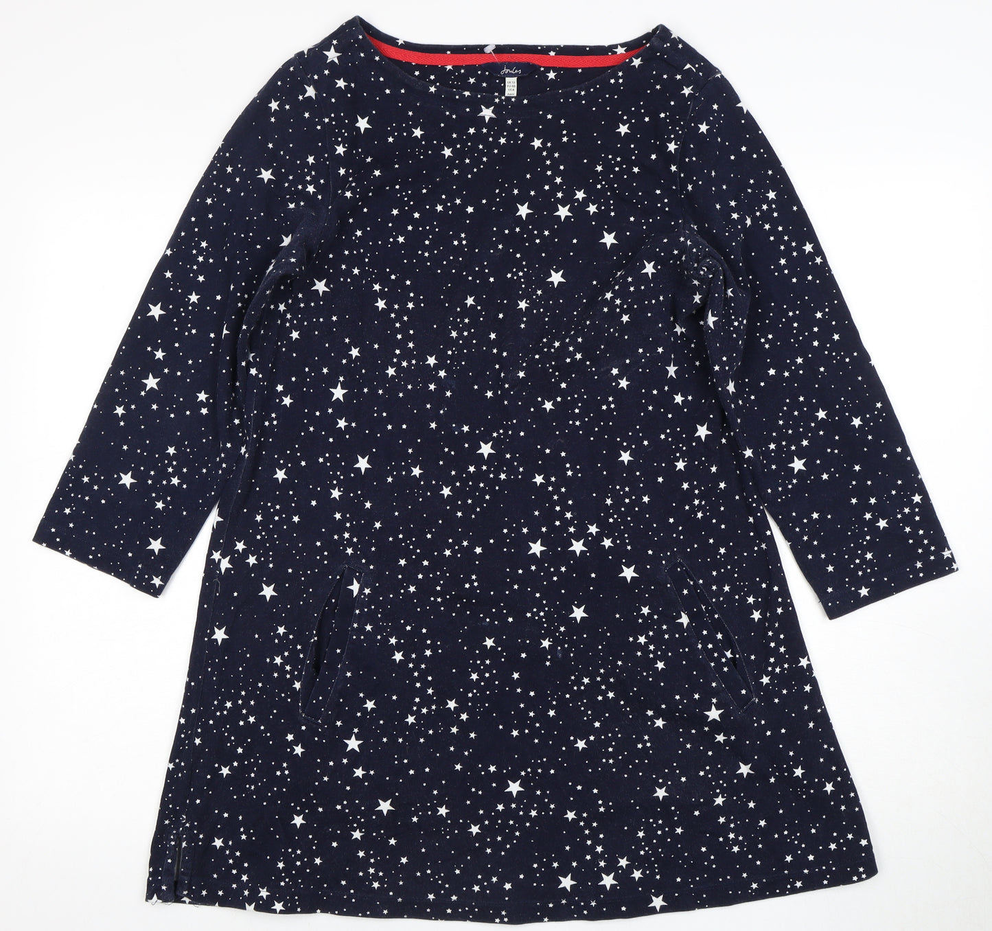 Joules Women's Blue Star Dress Size 12 Boat Neck Jersey