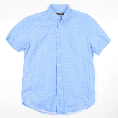Ben Sherman Men's Blue Polka Dot Short Sleeve Shirt - S