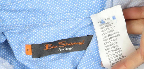 Ben Sherman Men's Blue Polka Dot Short Sleeve Shirt - S