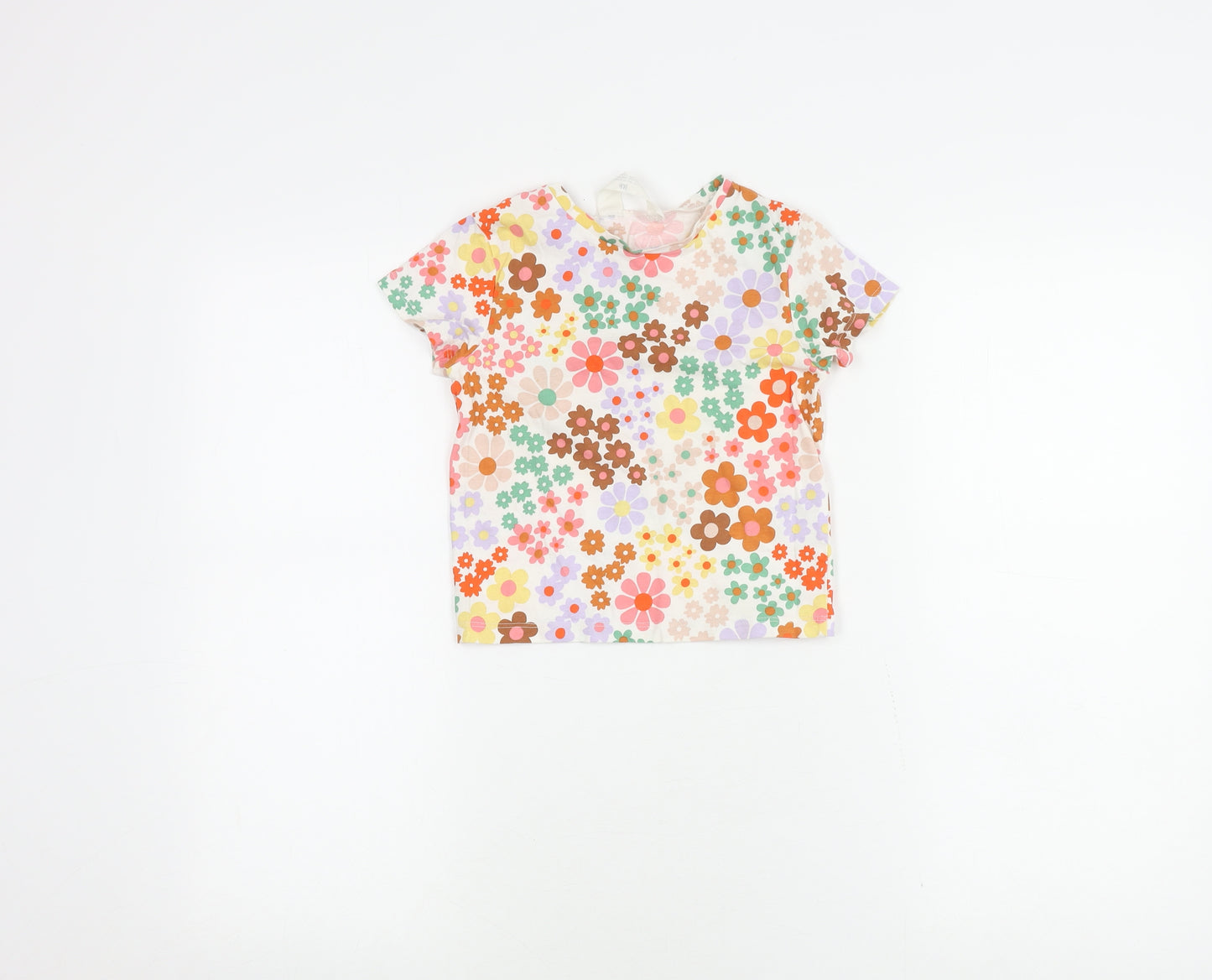 H&M Girls Floral Multicoloured Cotton T-Shirt 2-4 Years