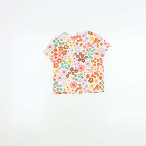H&M Girls Floral Multicoloured Cotton T-Shirt 2-4 Years
