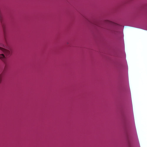 River Island Women's Red V-Neck Ruffle Blouse Size 12