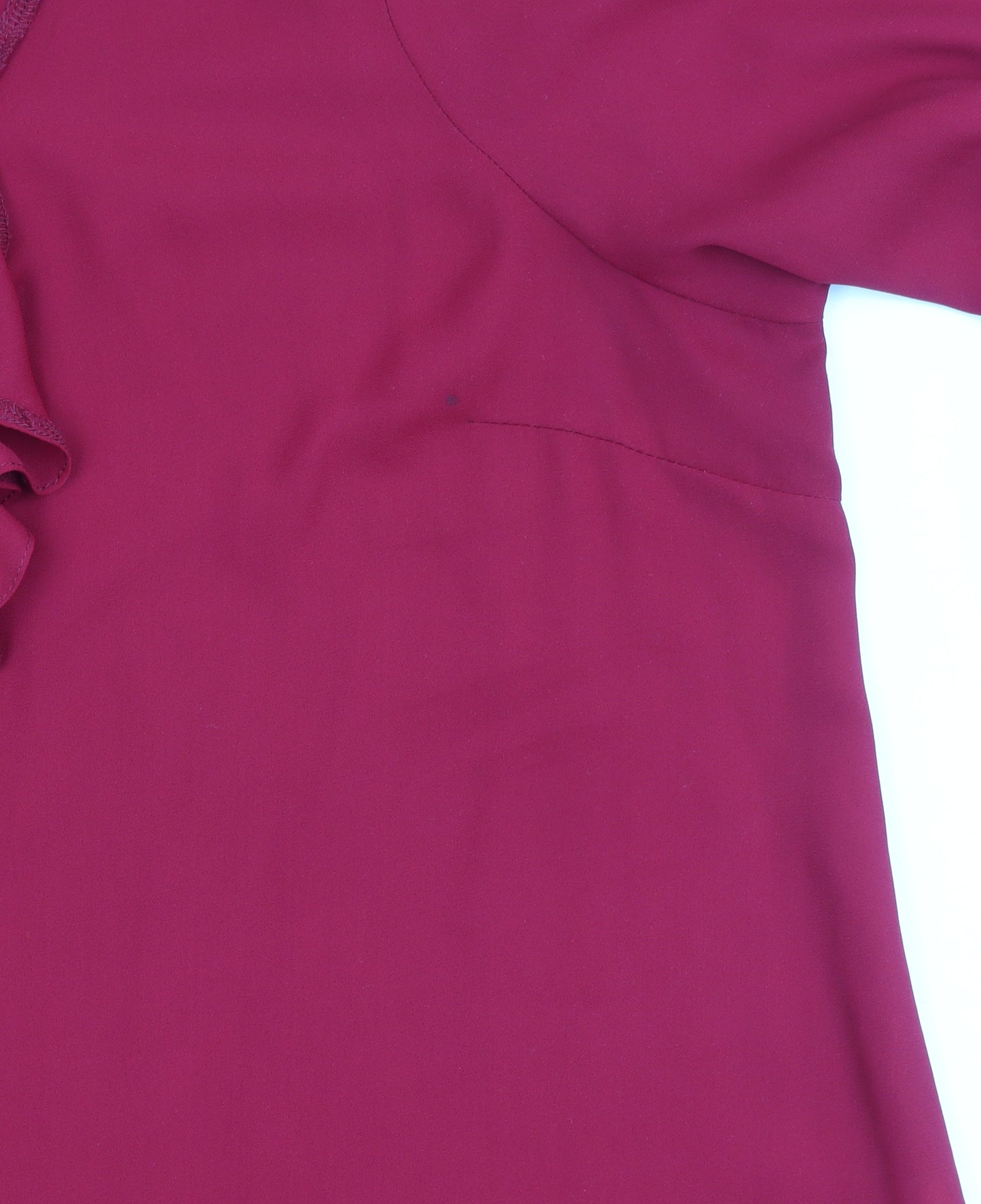 River Island Women's Red V-Neck Ruffle Blouse Size 12