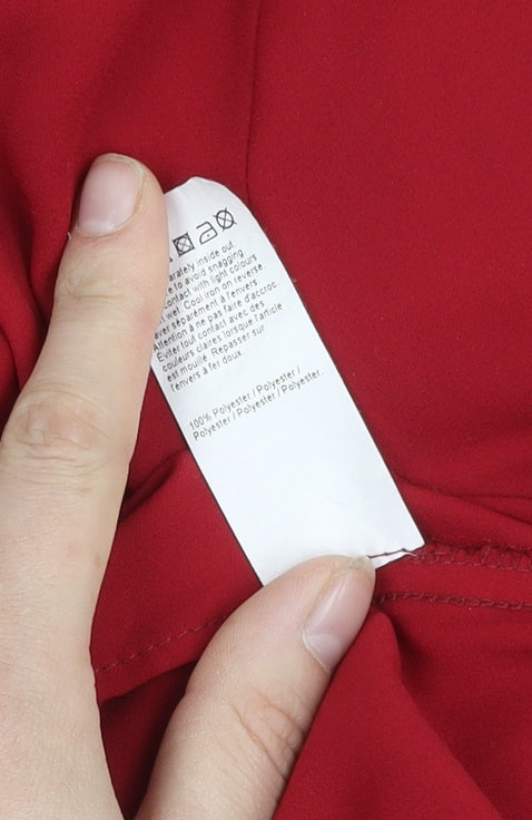 River Island Women's Red V-Neck Ruffle Blouse Size 12