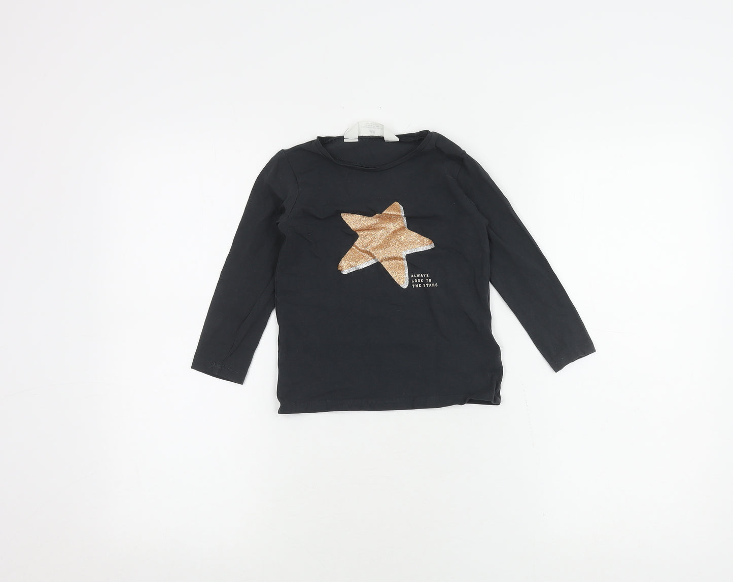 H&M Teens Black Glitter Star Long Sleeve T-Shirt