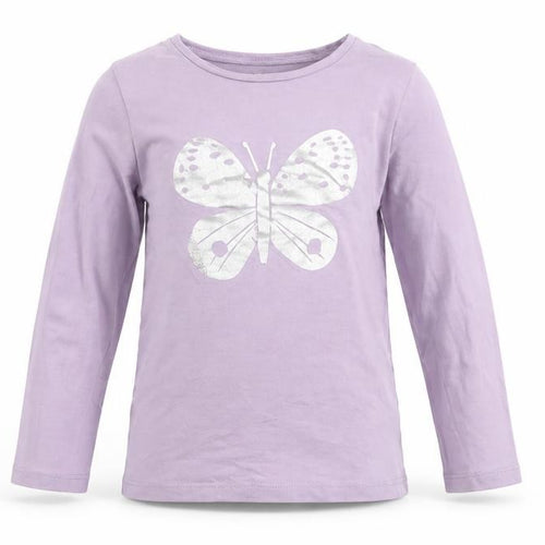 H&M Girls Purple Long Sleeve T-Shirt 2-3 Years Butterfly
