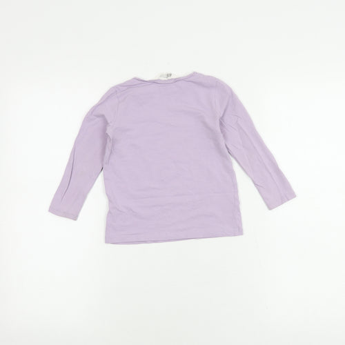 H&M Girls Purple Long Sleeve T-Shirt 2-3 Years Butterfly