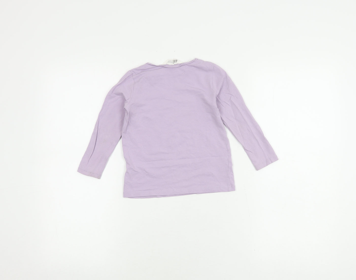 H&M Girls Purple Long Sleeve T-Shirt 2-3 Years Butterfly