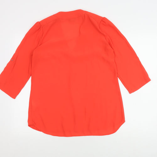 H&M Women's Red 3/4 Sleeve V-Neck Blouse Size 10
