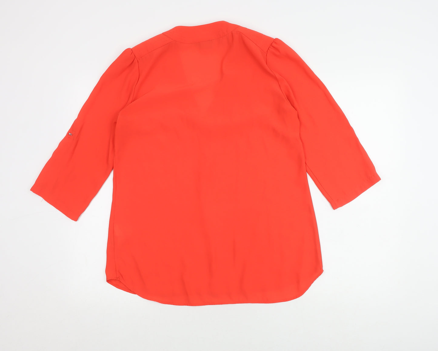 H&M Women's Red 3/4 Sleeve V-Neck Blouse Size 10