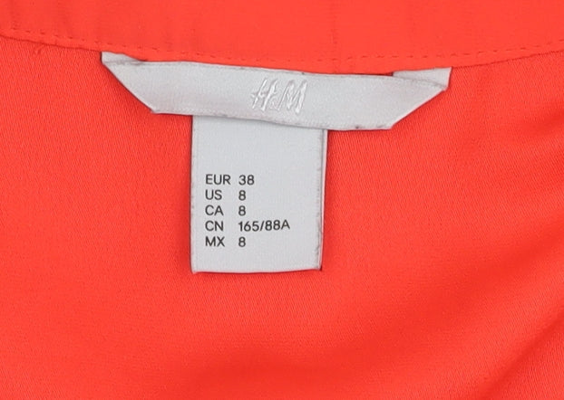 H&M Women's Red 3/4 Sleeve V-Neck Blouse Size 10