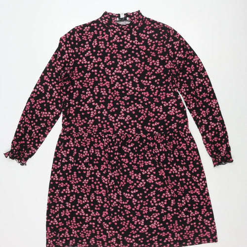 Warehouse Women's Black Floral Long Sleeve Dress Size 14