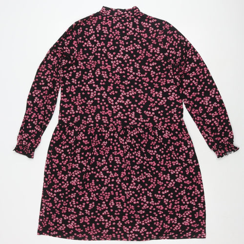 Warehouse Women's Black Floral Long Sleeve Dress Size 14