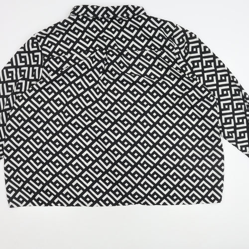 Boohoo Women's Black Button-Up Shirt UK Size 24 Geometric
