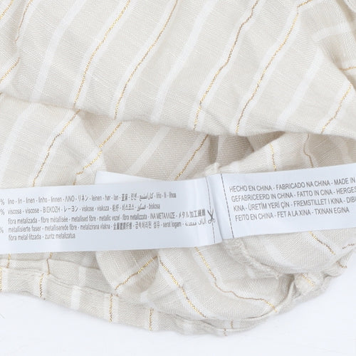 Oshio Women's Beige Striped Linen Tank Top M