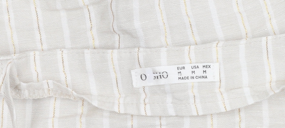 Oshio Women's Beige Striped Linen Tank Top M