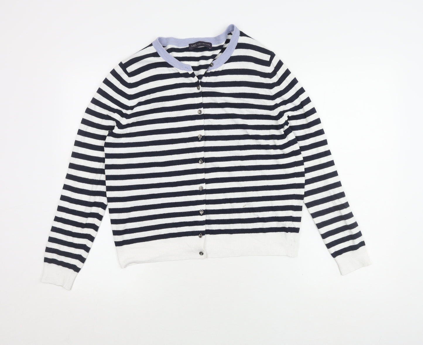 Marks and Spencer Women's Multicoloured Striped Cardigan Size 16