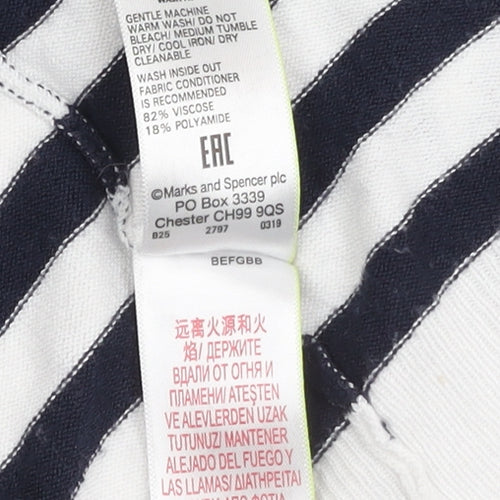 Marks and Spencer Women's Multicoloured Striped Cardigan Size 16