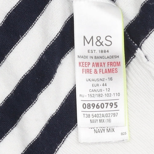 Marks and Spencer Women's Multicoloured Striped Cardigan Size 16