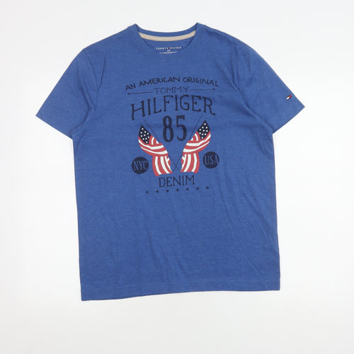 Tommy Hilfiger Men's Blue Graphic T-Shirt, Size S, Patriotic Style
