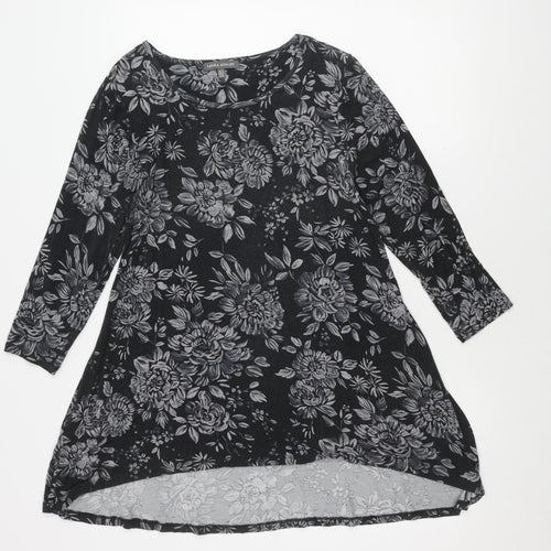 Laura Ashley Women's Black Floral Blouse, Size 12