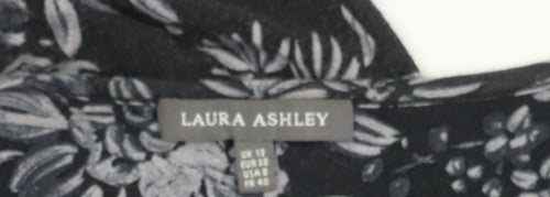 Laura Ashley Women's Black Floral Blouse, Size 12