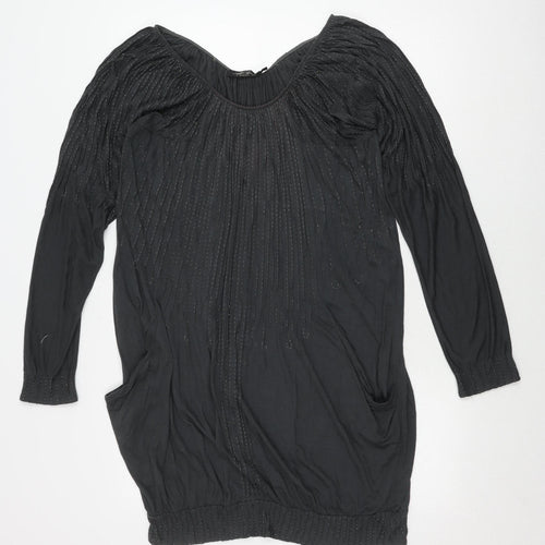 All Saints Women Black Bodycon Dress Size 8 Long Sleeve