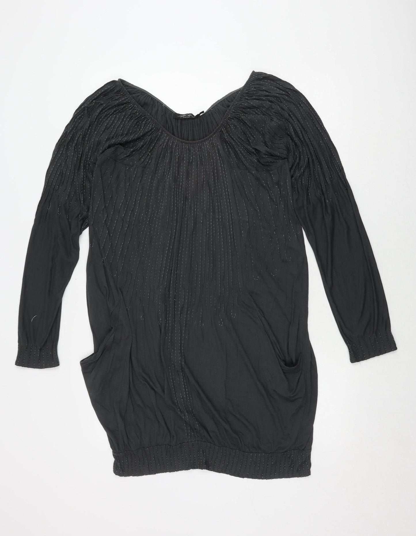 All Saints Women Black Bodycon Dress Size 8 Long Sleeve