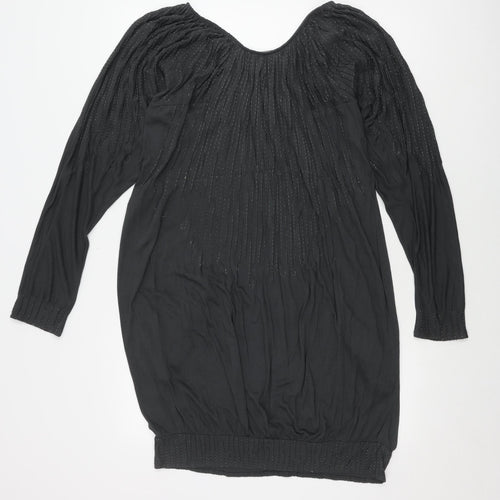 All Saints Women Black Bodycon Dress Size 8 Long Sleeve