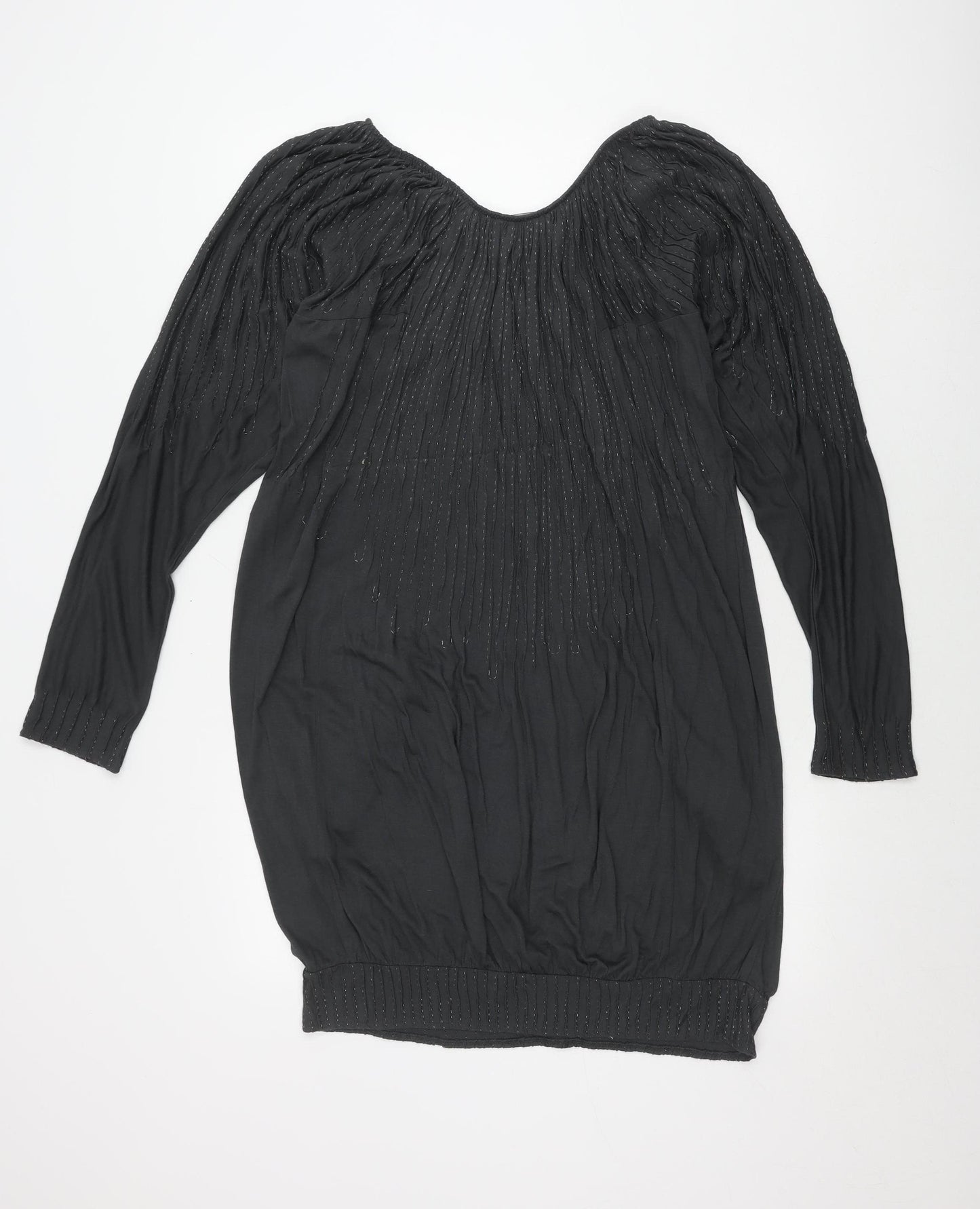 All Saints Women Black Bodycon Dress Size 8 Long Sleeve