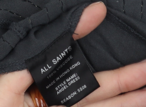 All Saints Women Black Bodycon Dress Size 8 Long Sleeve