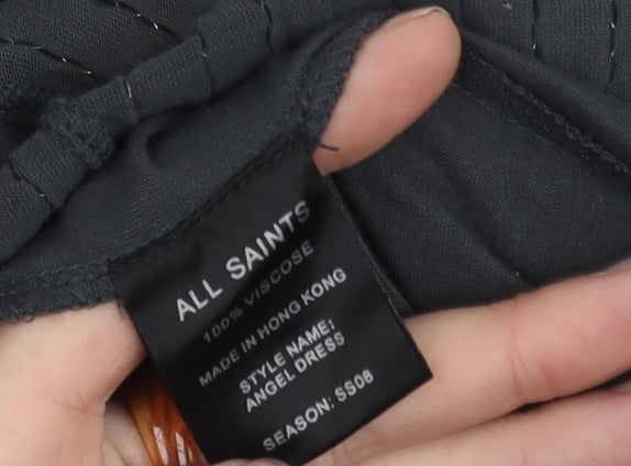 All Saints Women Black Bodycon Dress Size 8 Long Sleeve