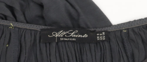 All Saints Women Black Bodycon Dress Size 8 Long Sleeve