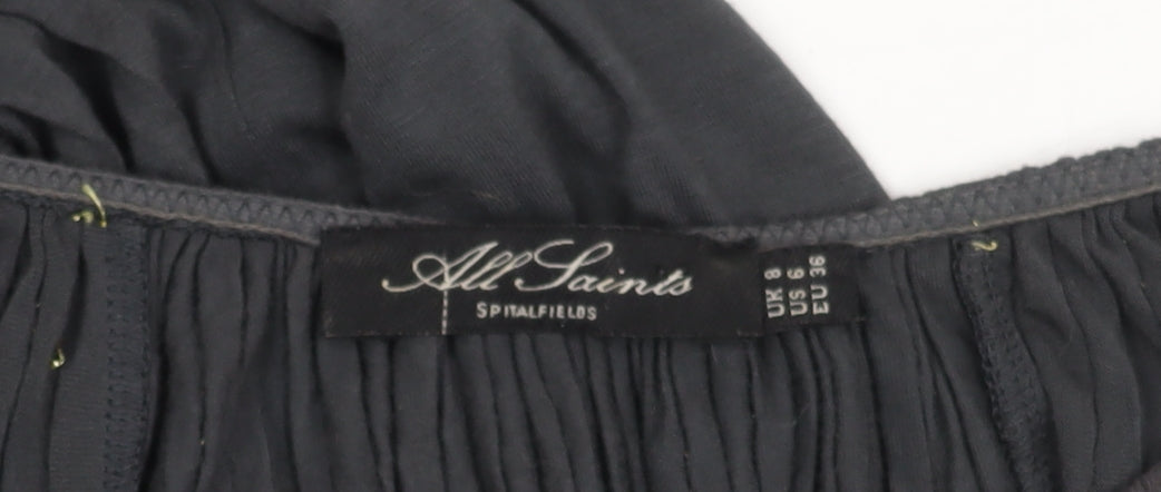 All Saints Women Black Bodycon Dress Size 8 Long Sleeve