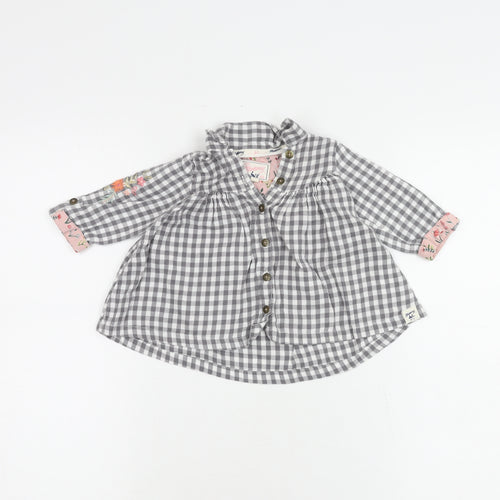 Mantaray Girls Grey Check Button-Up Shirt, 3-6 Months