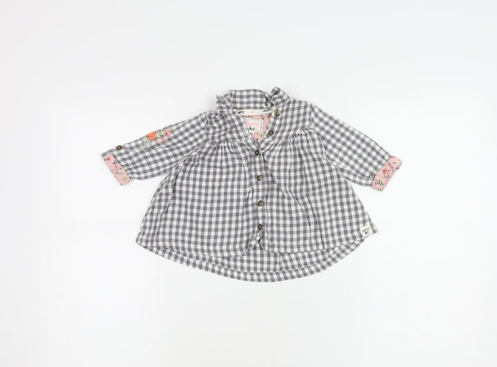 Mantaray Girls Grey Check Button-Up Shirt, 3-6 Months