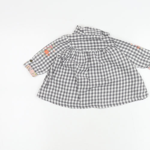 Mantaray Girls Grey Check Button-Up Shirt, 3-6 Months