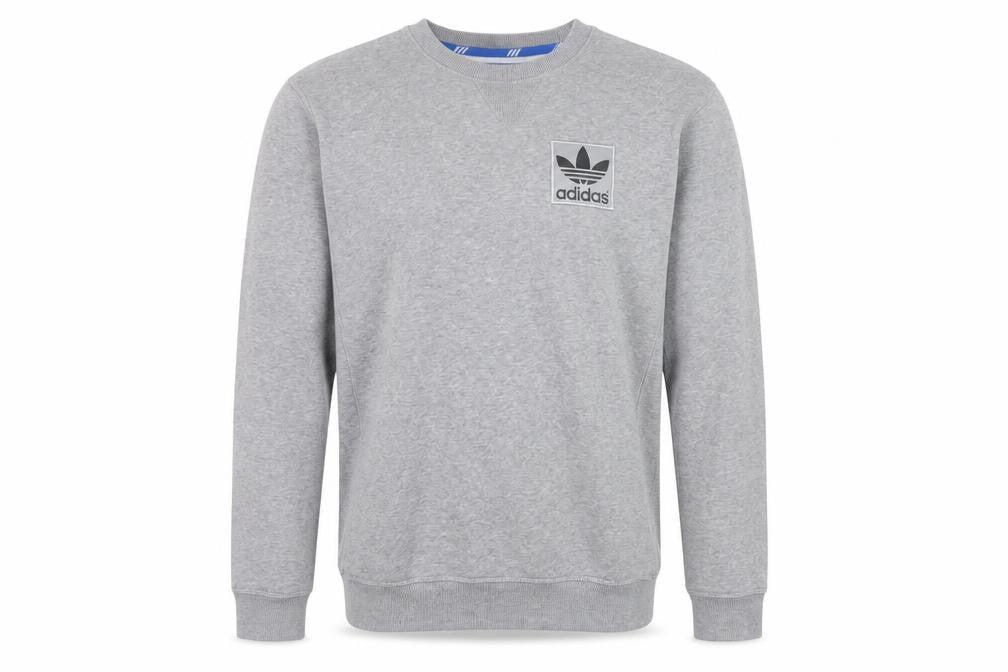 Front view of Adidas Men's Grey XS Pullover Sweatshirt with Logo
