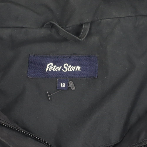 Peter Storm Women's Black Hooded Waterproof Jacket Size 12