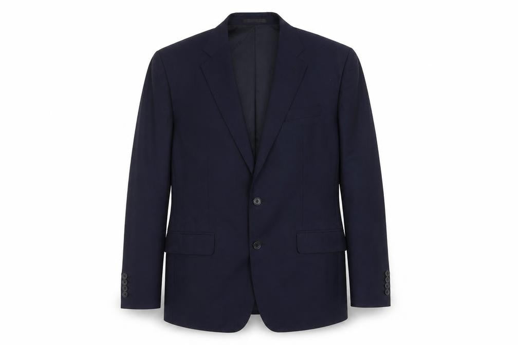 Front view of Jaeger Men's Blue Wool Blazer, size 40R, Formal Wear