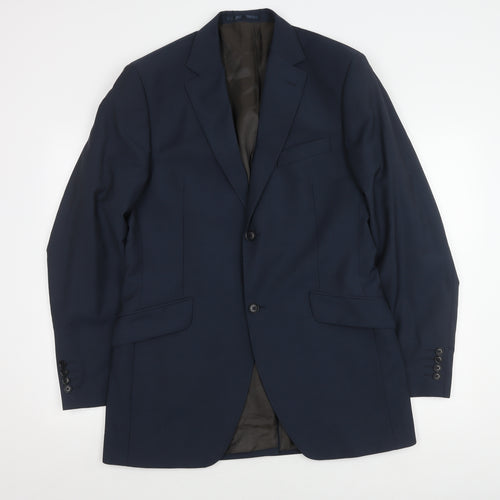 Austin Reed Men's Blue Wool Blazer 40L Notch Lapel