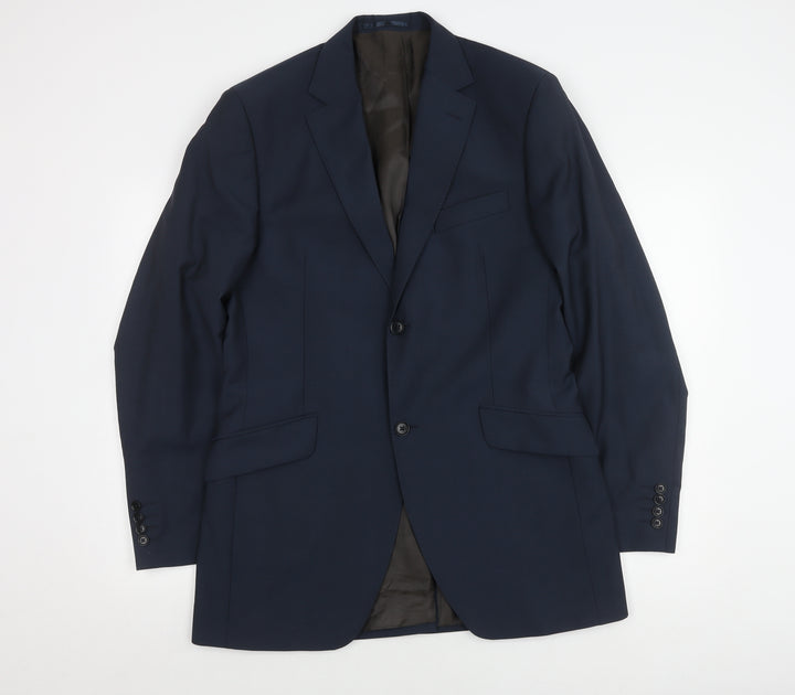 Austin Reed Men's Blue Wool Blazer 40L Notch Lapel