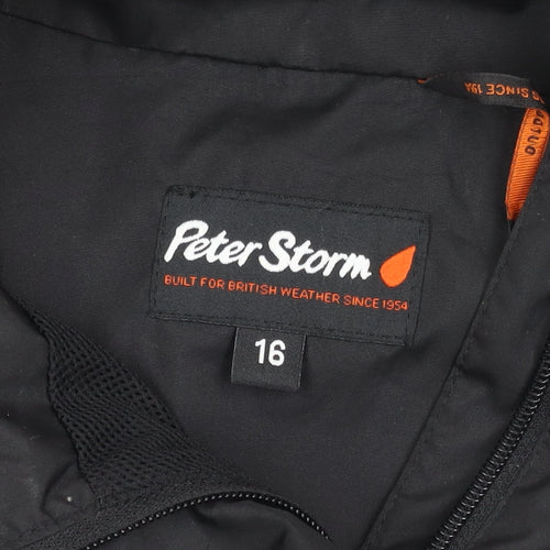 Peter Storm Women's Black Rain Jacket, Size 16, Waterproof