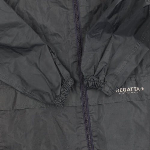 Regatta Boys Black Rain Coat 9-10 Years Hooded Waterproof