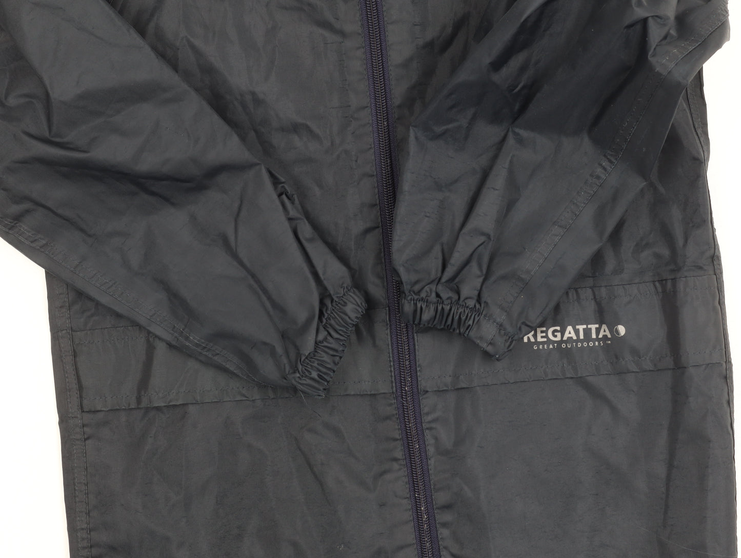 Regatta Boys Black Rain Coat 9-10 Years Hooded Waterproof