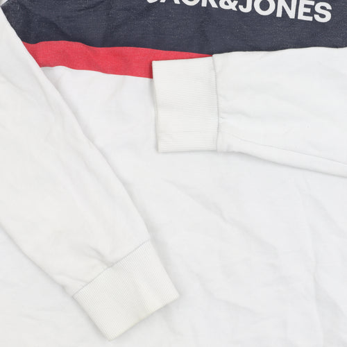 Jack & Jones Men's White Graphic Pullover Sweatshirt M