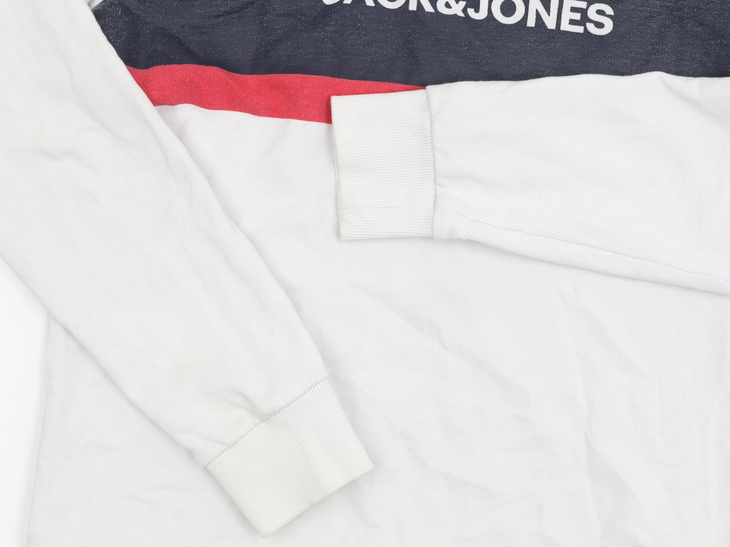 Jack & Jones Men's White Graphic Pullover Sweatshirt M