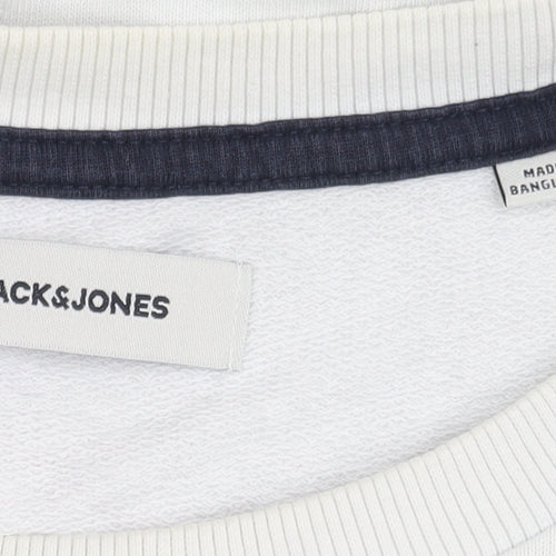 Jack & Jones Men's White Graphic Pullover Sweatshirt M