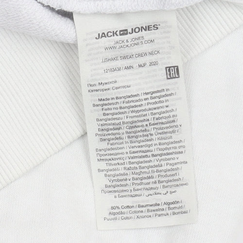 Jack & Jones Men's White Graphic Pullover Sweatshirt M